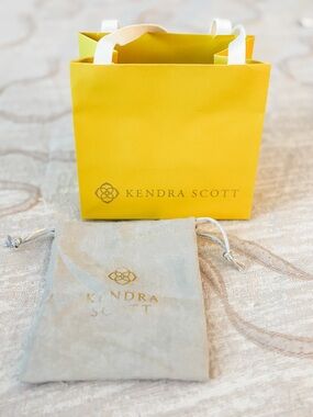 Kendra Scott Yellow Small Bag and Taupe Suede Drawstring Jewelry Pouch Official